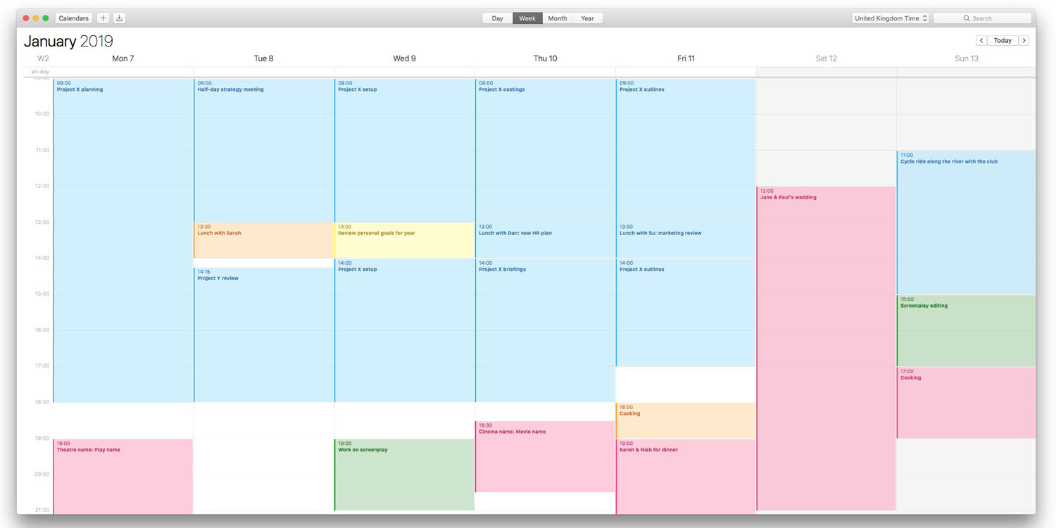 2018 calendar template for mac